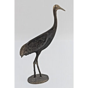 Scott Nelles Brass Crane Figurine Heron Egret Vintage 9.5"